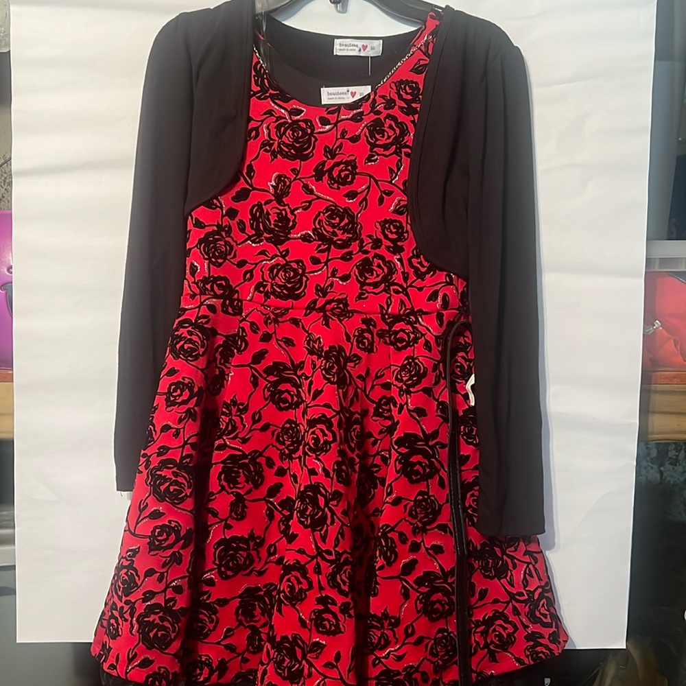 Girls size 10 Christmas dress 2pc NWT with belt and necklace